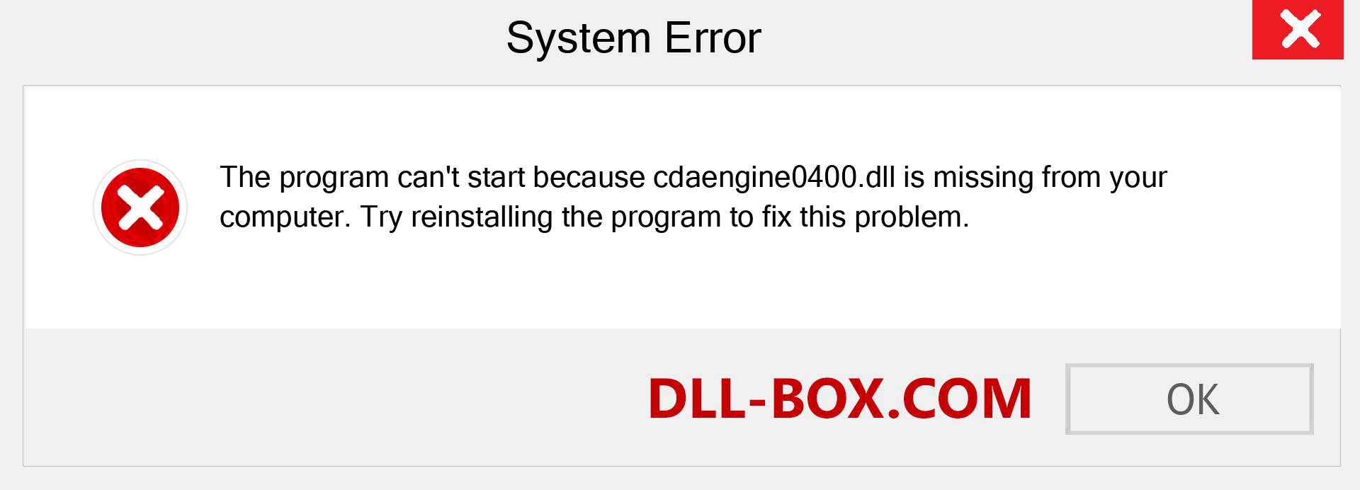  cdaengine0400.dll file is missing?. Download for Windows 7, 8, 10 - Fix  cdaengine0400 dll Missing Error on Windows, photos, images